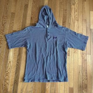 JNCO Hooded Short Sleeve Cotton Knit Shirt Mens Size 2 (XL) 3 Button Multicolor